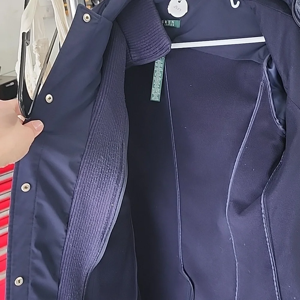 Ralph Lauren Navy Hooded Trench Coat